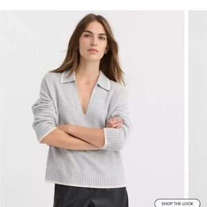 LOFT tipped Johnny collar cashmere sweater
